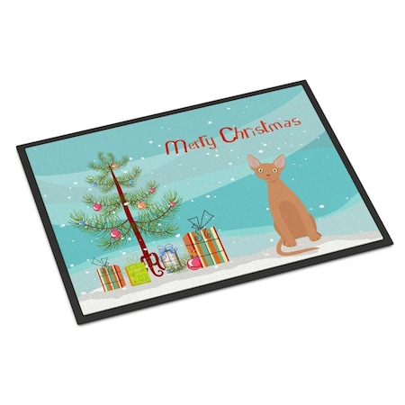 Carolines Treasures 18 x 27 in. Devon Rex No.1 Cat Merry Christmas Indoor or Outdoor Mat CK4762MAT